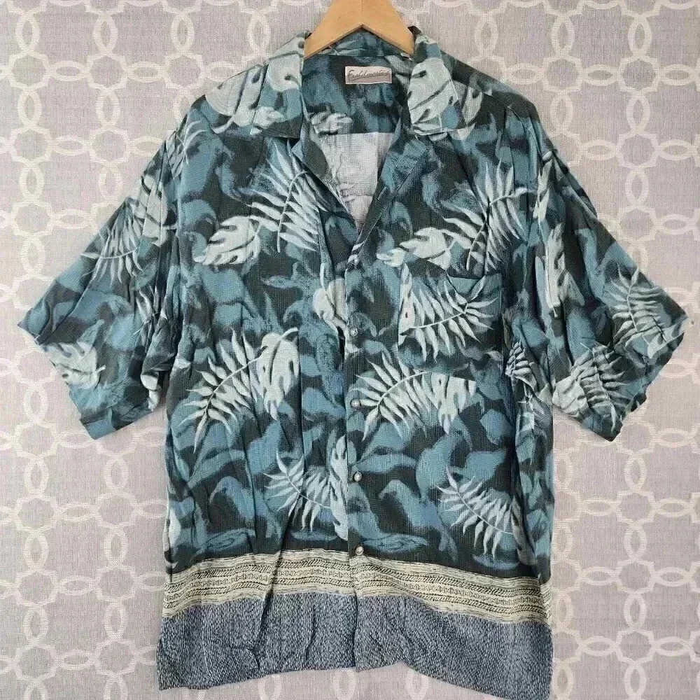 Fieldmaster Rayon Hawaiian Button Up Short sleeve Men's Shirt L